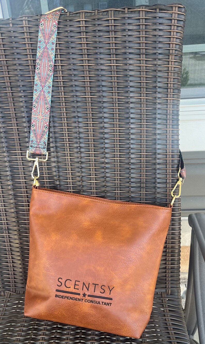 Authorized Scentsy Vendor Trendy Handbag Hobo Messenger faux leather Purse Brown Black Gray image 4
