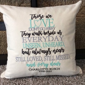 Personalized Embroidered Those we Love Memory Angel pillow Hug Pillow Loved Ones Keepsake Pillow Poem Pillow