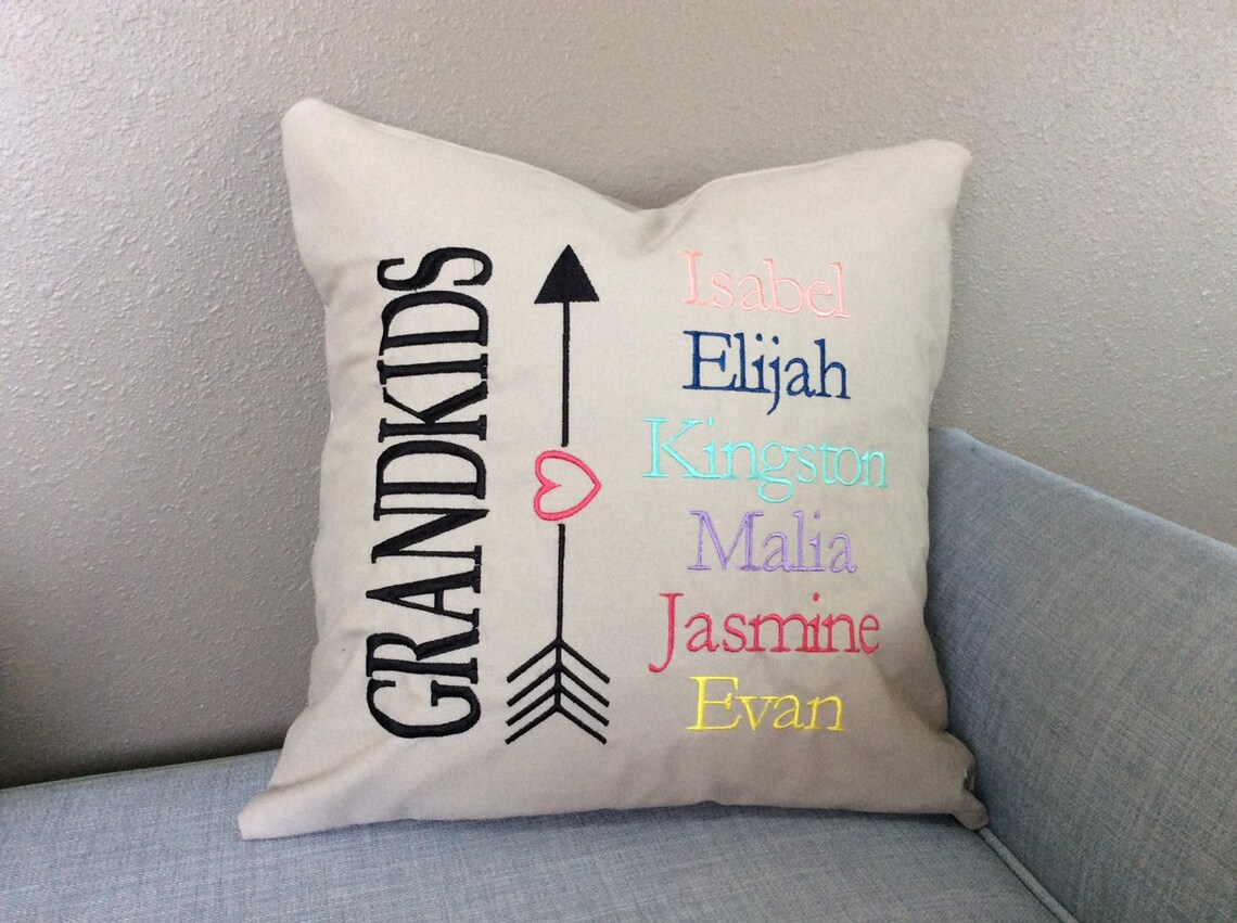 Personalized Grandkids Pillow Gift for Grandparents Grandma Etsy