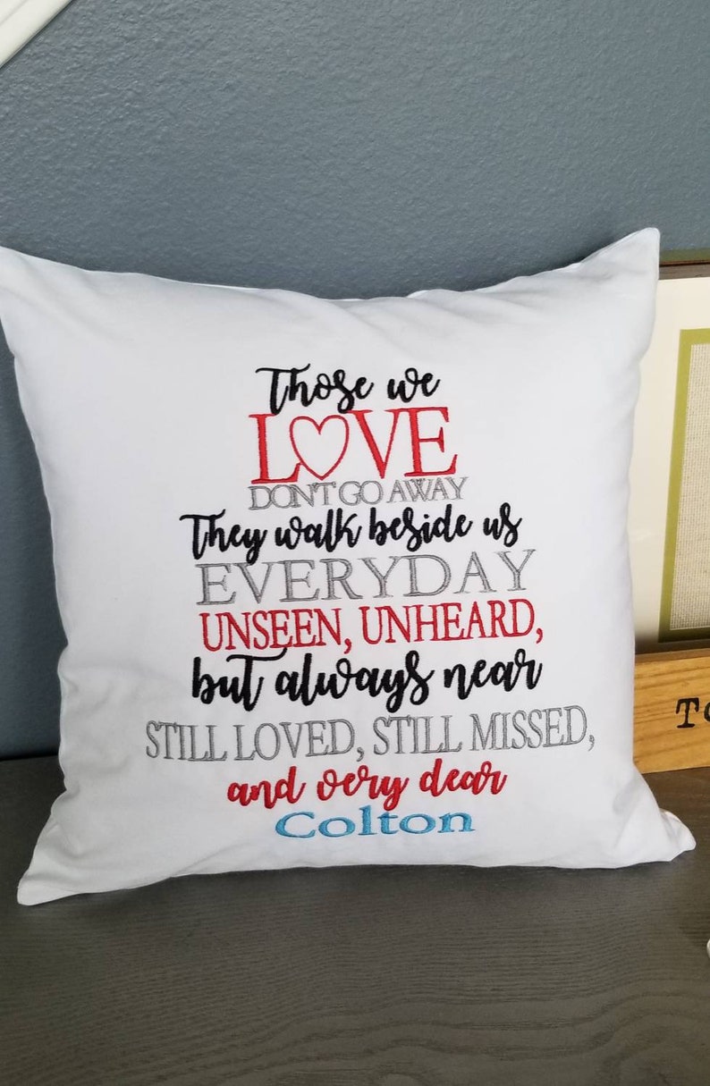 Personalized Embroidered Those we Love Memory Angel pillow Hug Pillow Loved Ones Keepsake Pillow Poem Pillow