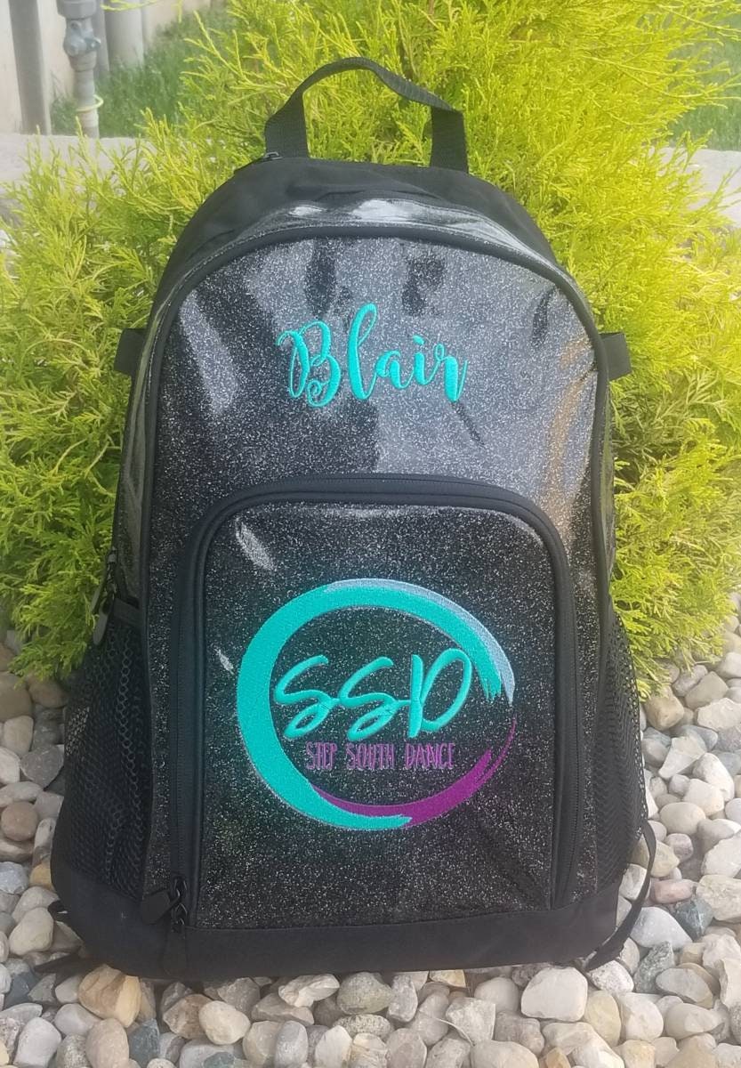 Personalized Embroidered GLITTER Backpack Cheer Bag Sports Backpack - 6 Colors