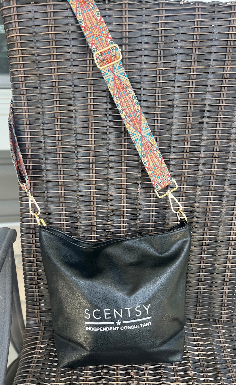 Authorized Scentsy Vendor Trendy Handbag Hobo Messenger faux leather Purse Brown Black Gray image 2