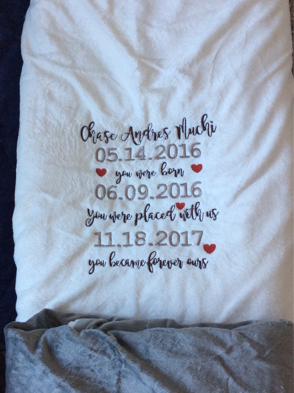 Adoption Blanket Personalized Embroidered Gotcha Day New Baby Etsy