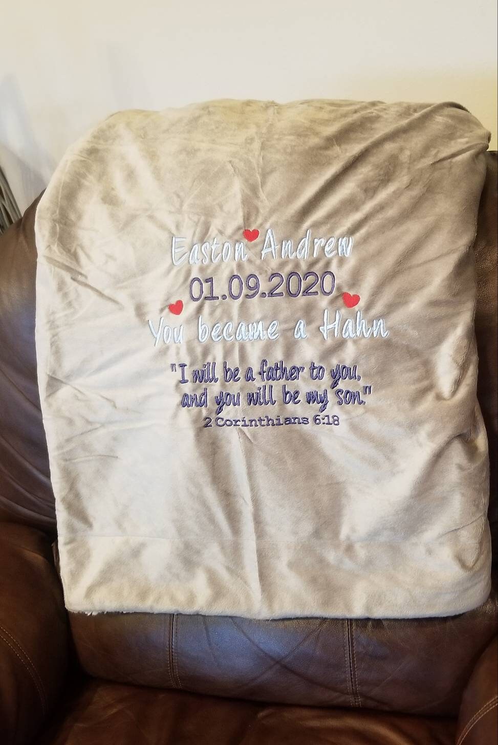 Adoption Blanket Personalized Embroidered Gotcha Day New Baby Etsy