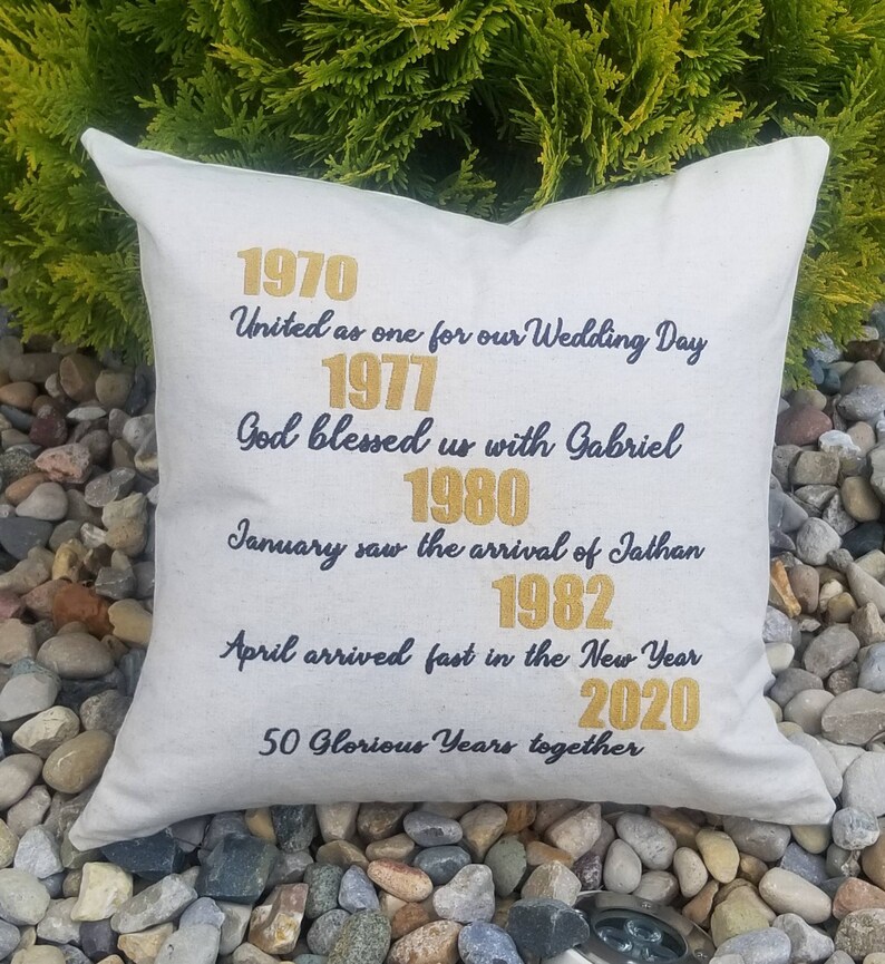 Personalized 50th Anniversary Pillow 50 Years Married Cover Etsy