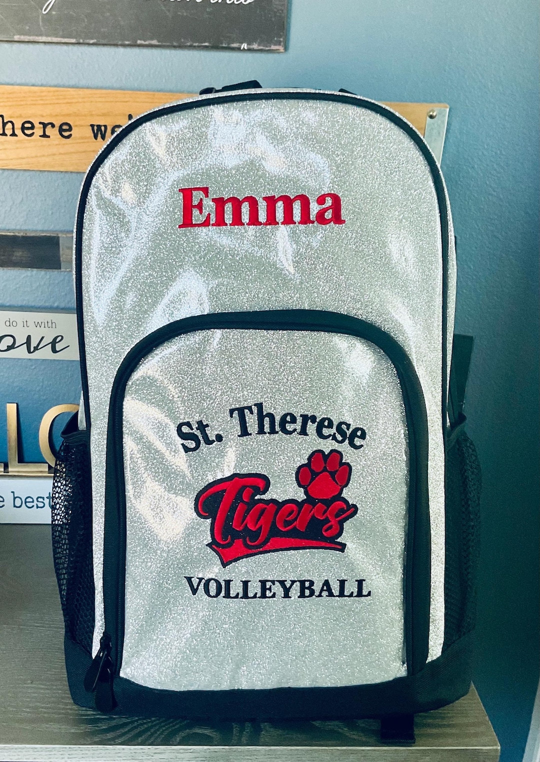 Personalized Embroidered GLITTER Backpack Cheer Bag Sports Backpack - 6 ...
