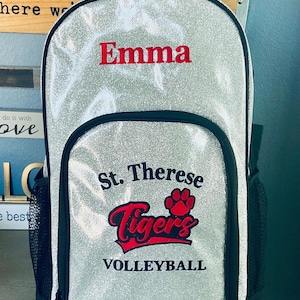 Personalized Embroidered GLITTER Backpack Cheer Bag Sports Backpack - 6 Colors