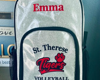 Personalized Embroidered GLITTER Backpack Cheer Bag Sports Backpack - 6 Colors