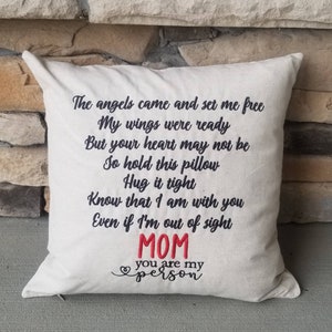 Personalized Embroidered Memory Angel pillow Hug Pillow Loved Ones Keepsake Pillow Poem Pillow