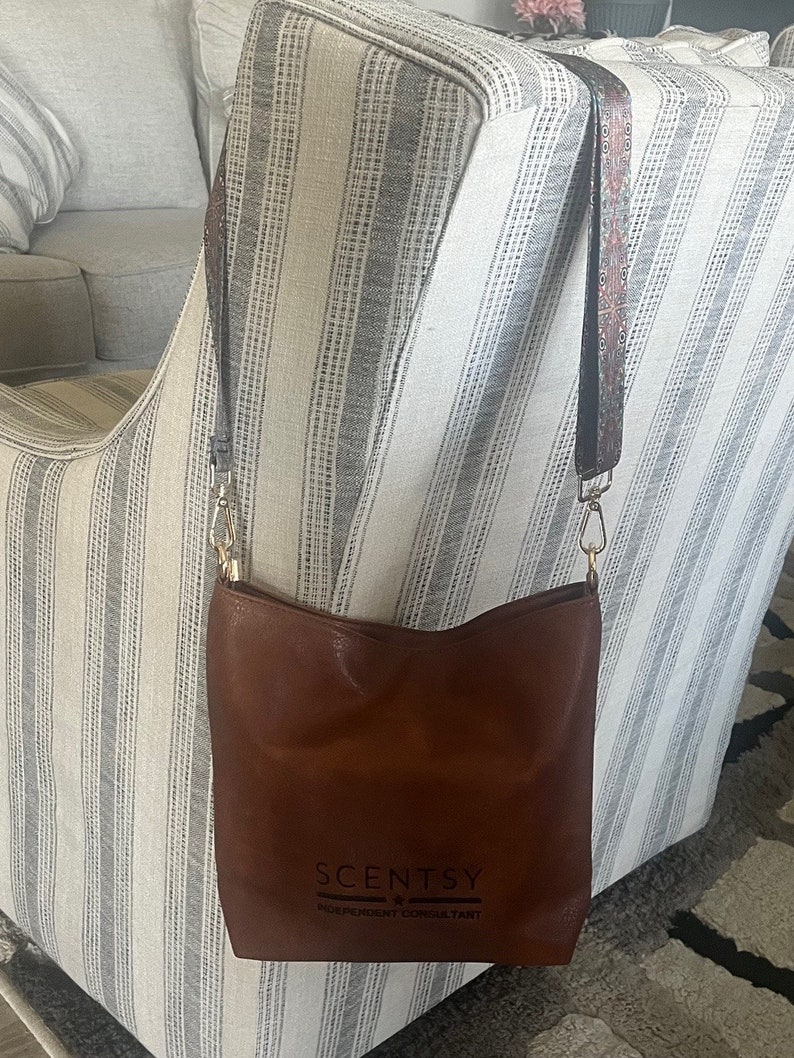 Authorized Scentsy Vendor Trendy Handbag Hobo Messenger faux leather Purse Brown Black Gray image 6
