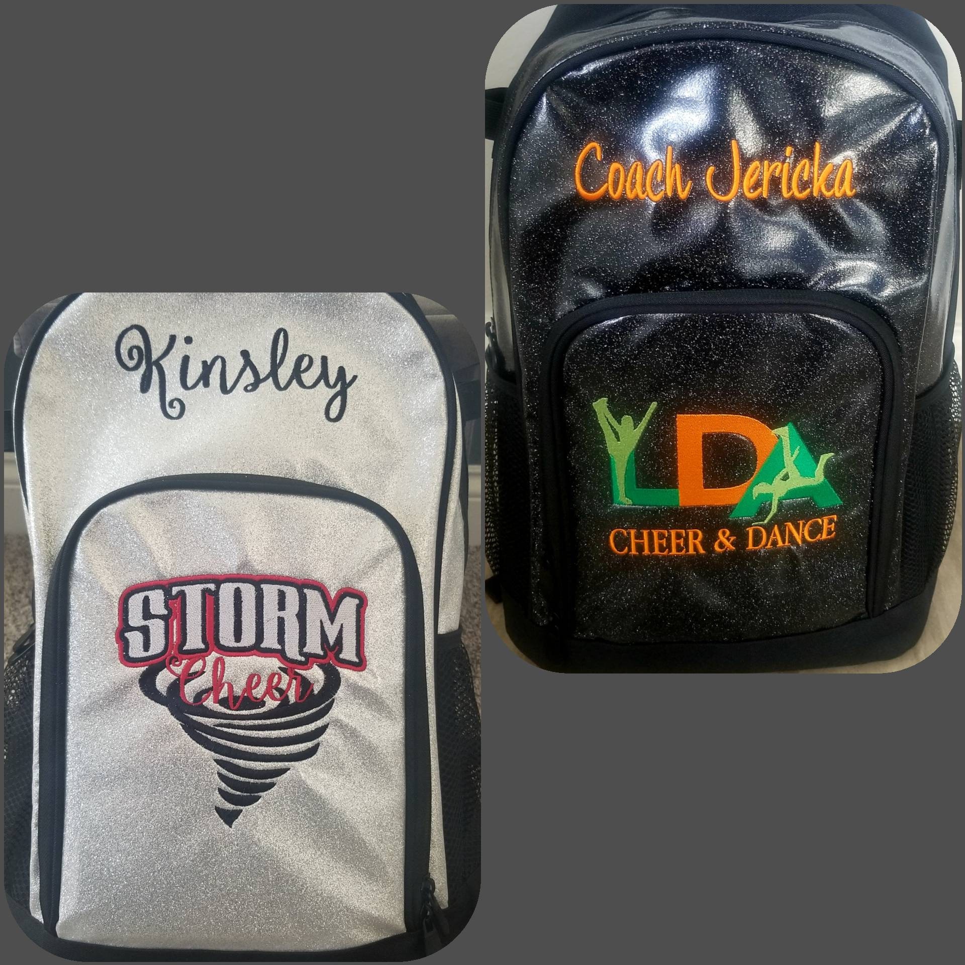 Personalized Embroidered GLITTER Backpack Cheer Bag Sports Backpack - 6 Colors