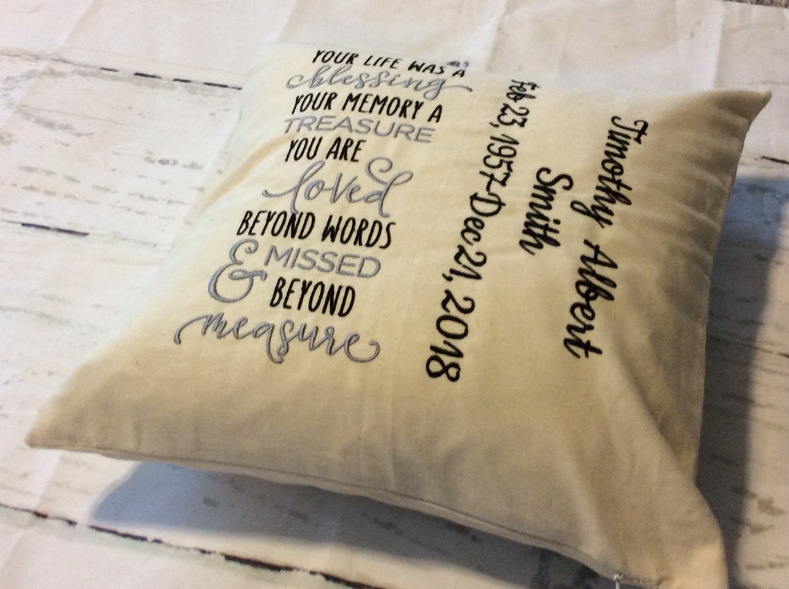 Personalized Embroidered Memory Pillow Loved Ones Keepsake Etsy