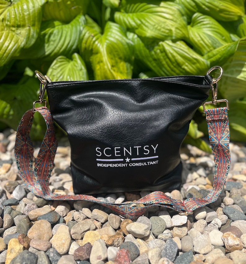 Authorized Scentsy Vendor Trendy Handbag Hobo Messenger faux leather Purse Brown Black Gray image 1