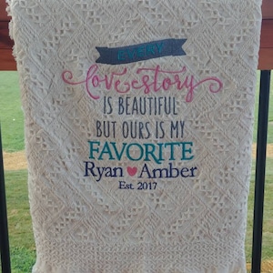Two Year Anniversary 100% Cotton Afghan Throw Blanket Wedding Gift Anniversary Gift - 6 Different Sayings to Choose From