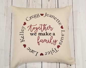 Personalized "Together We Make A Family" Pillow Adoption Pillow Blended Family New Baby Pillow Embroidered