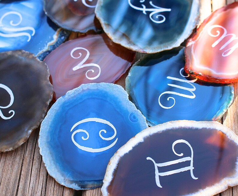 Cancer Zodiac Sign Home Décor Agate Slices Agate Gemstone Etsy