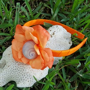 Orange Mond Shell Blume Stirnband, Meerjungfrau Mädchen Muschel Blume Haar-Accessoires