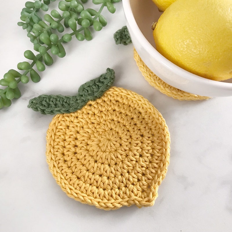 Set Of Six Square Coasters Lemon Captions And A Holder main image 1