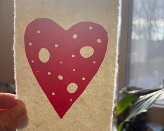 Heart Moon Linocut Print
