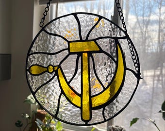 Stained Glass Hammer & Sickle