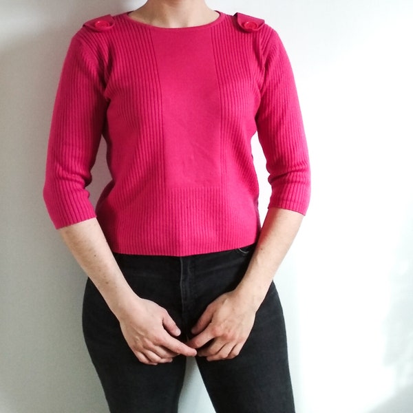 Pull Vintage années 1990 rose - Taille S/M