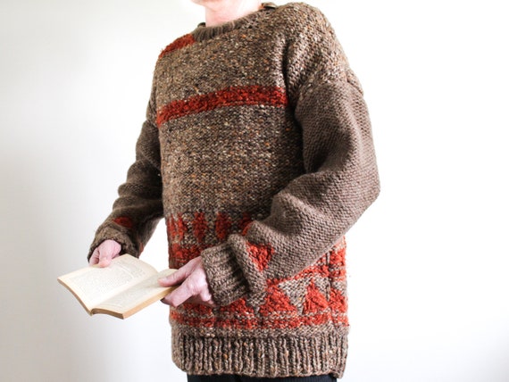 Beautiful Hand Knit and Hand-Spun Jumper - Vintag… - image 3
