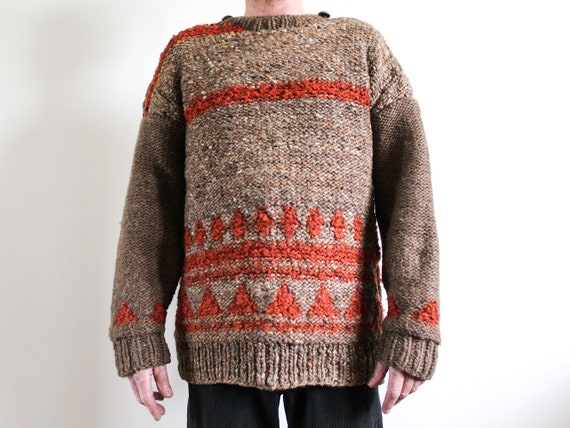Beautiful Hand Knit and Hand-Spun Jumper - Vintag… - image 1