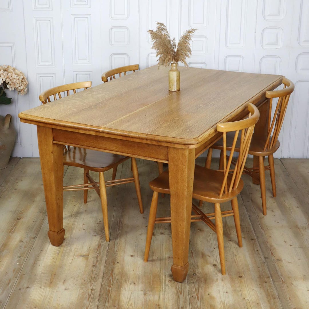 Antique Vintage Solid Oak Dining Table - Etsy UK