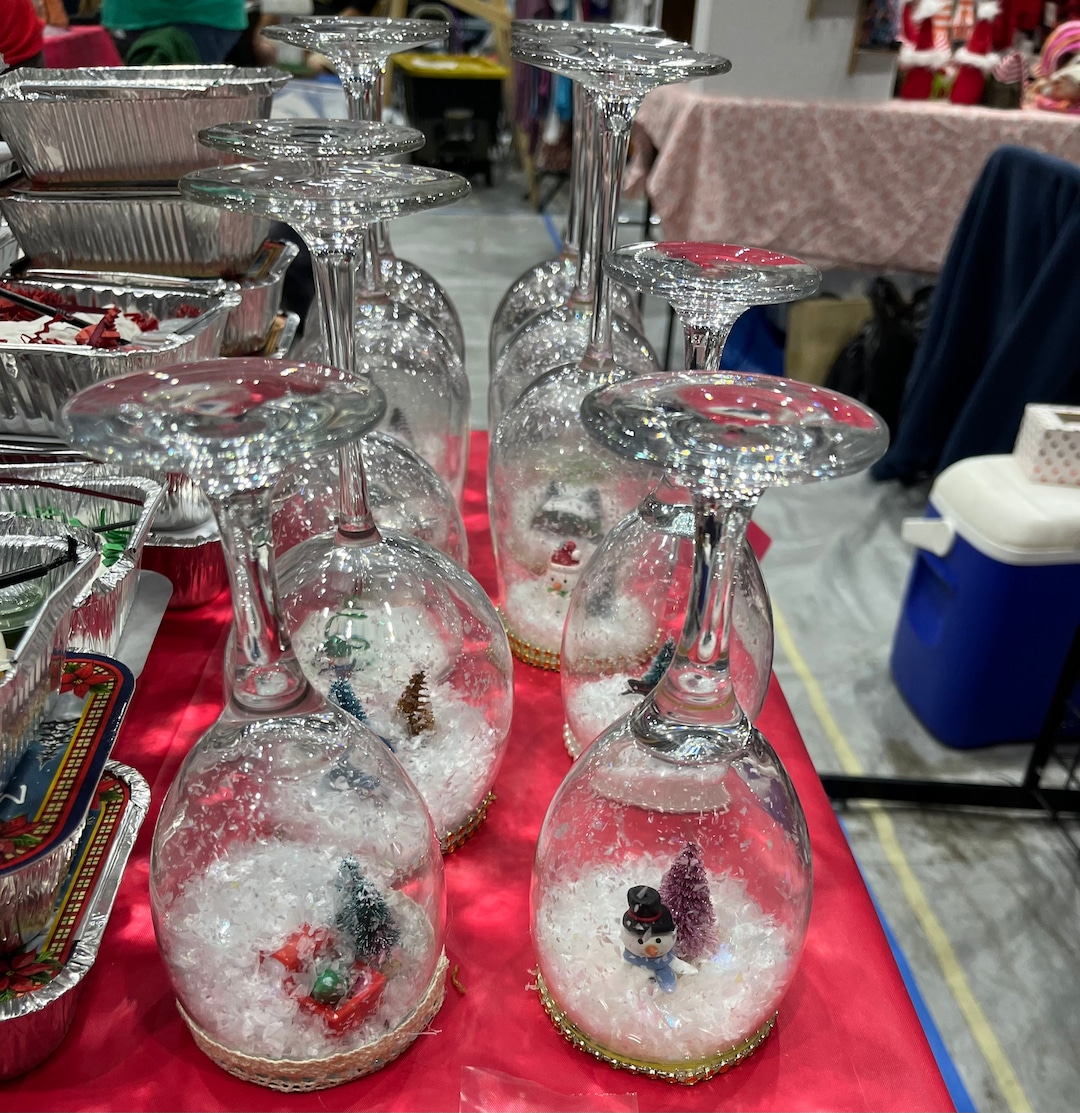 Wine Glass Snow Globe Candle Holders Etsy