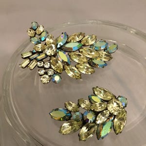 Regency Blue Green Triangular Brooch, Aurora Borealis, 1960s