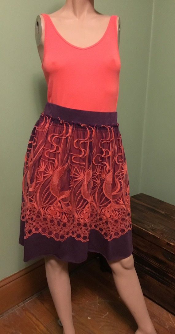 Vintage Vivienne Tam purple/orange embroidered mes