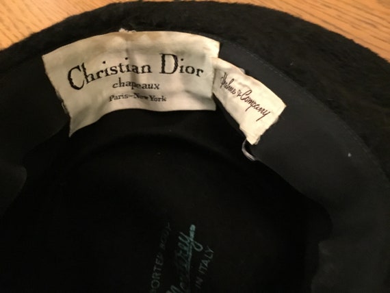 Vintage 60s Christian Dior Felt Chapeaux Hat Vintage 1960s Christian Dior Chapeaux Paris New York Black  main image 4