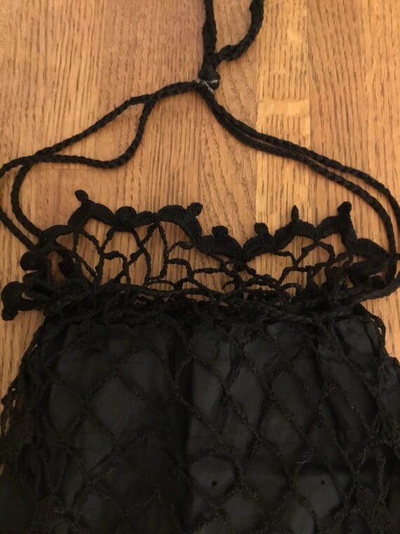 Antique Victorian black crochet Irish lace reticu… - image 4