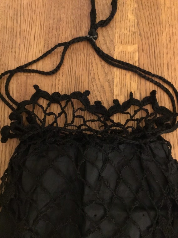 Antique Victorian black crochet Irish lace reticule b… - Gem