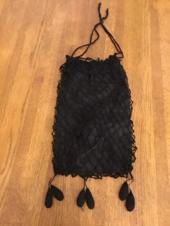 Antique Victorian black crochet Irish lace reticule b… - Gem