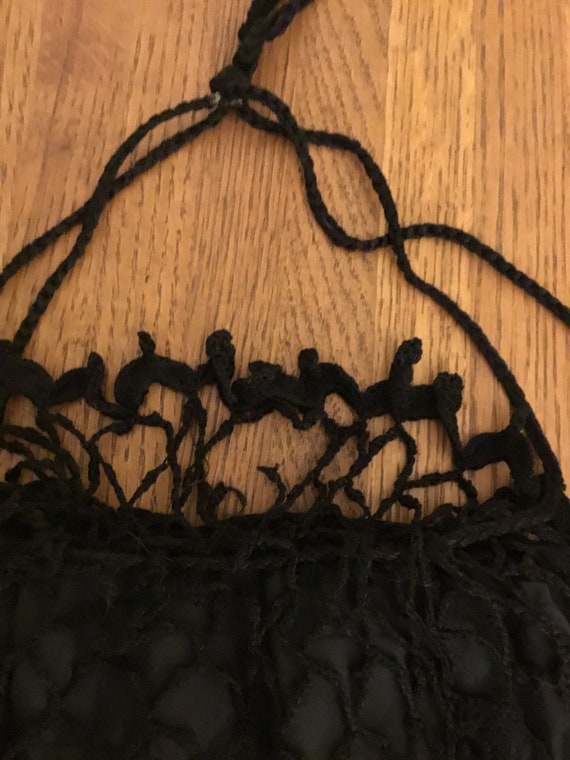 Antique Victorian black crochet Irish lace reticu… - image 7