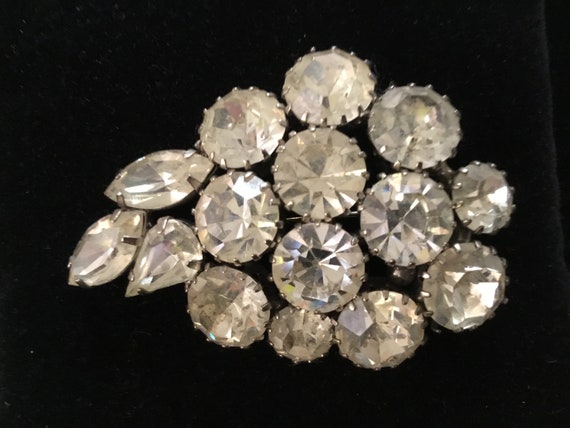 Vintage KARU ARKE clear prong set rhinestone asym… - image 1