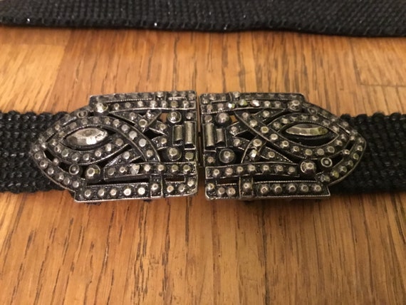 Antique Victorian cut steel Buckle w/Black plasti… - image 1