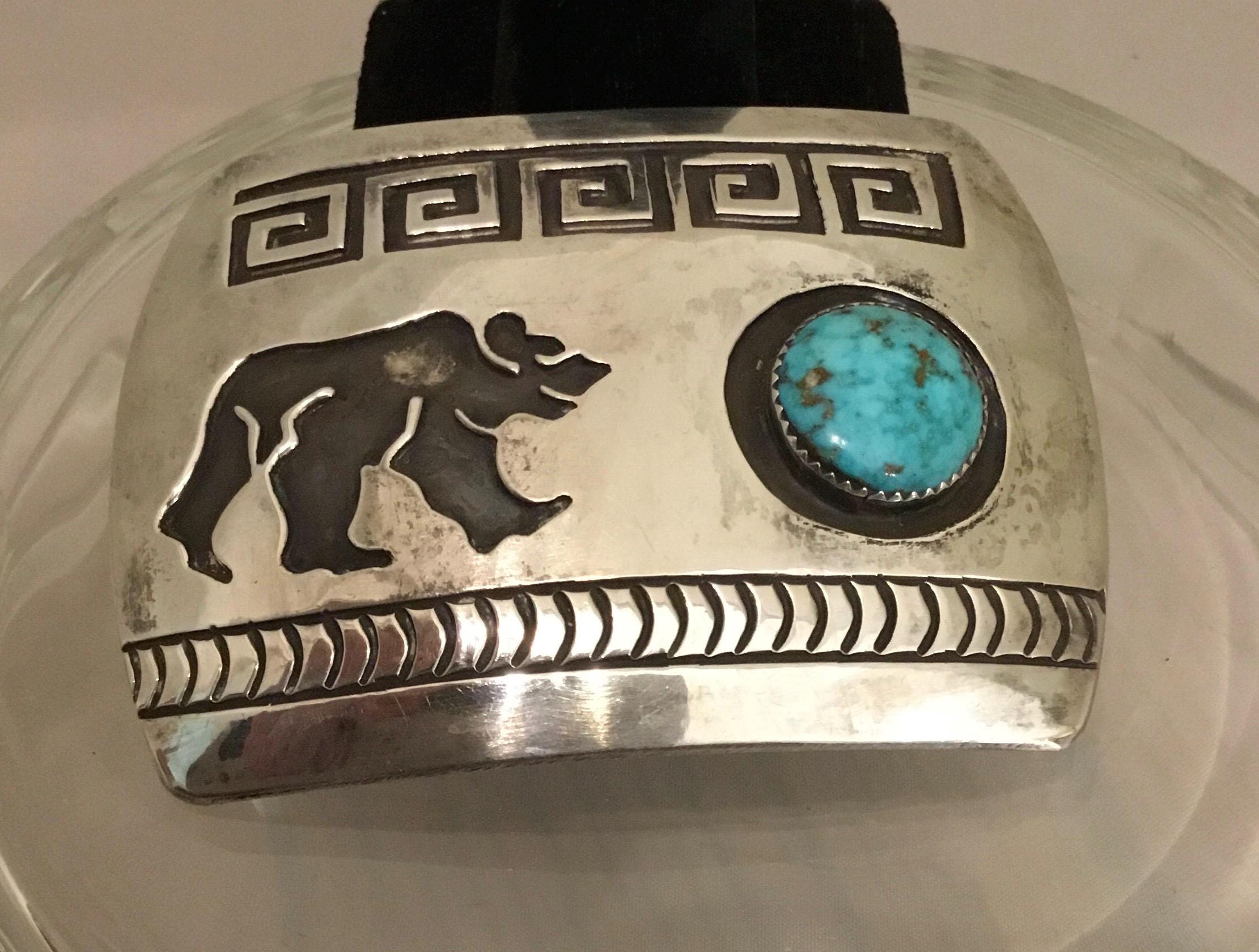 Vintage Rosco Scott Bear Belt Buckle-Silver Beautiful Old Pawn ROSCO SCOTT Navajo Handmade Sterling  main image 2