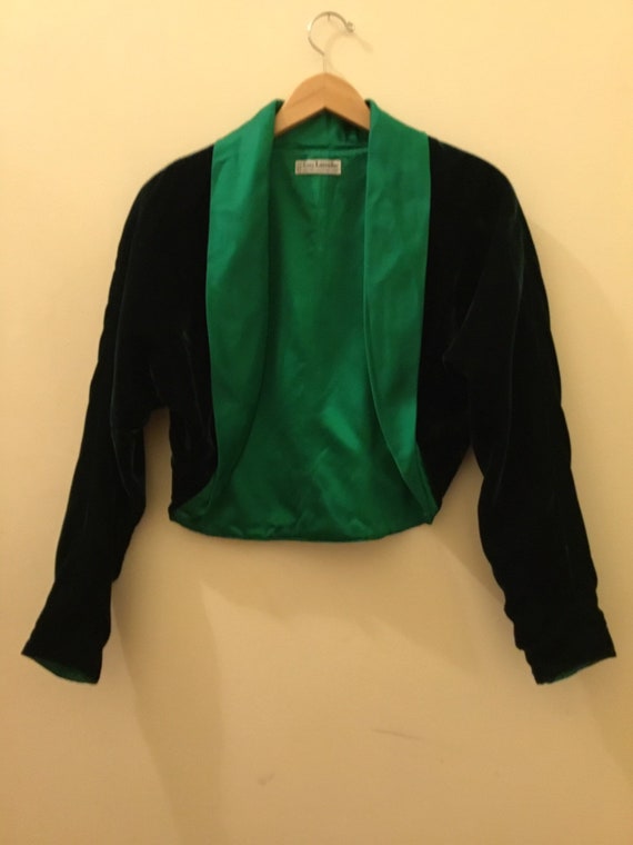 Guy Laroroche green velvet satin Blazer/Jacket 19… - image 1