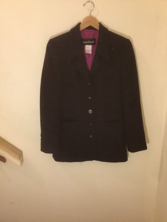 Vintage Louis Feraud Black purple wool 1990s Blaz… - image 9