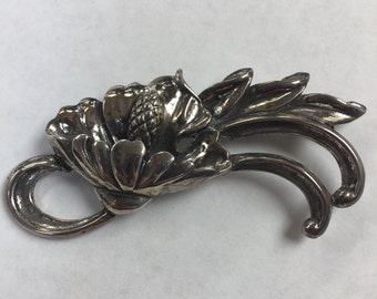 Jewelart vintage 1940's Art Nouveau Revival sterling silver PIN/BROOCH