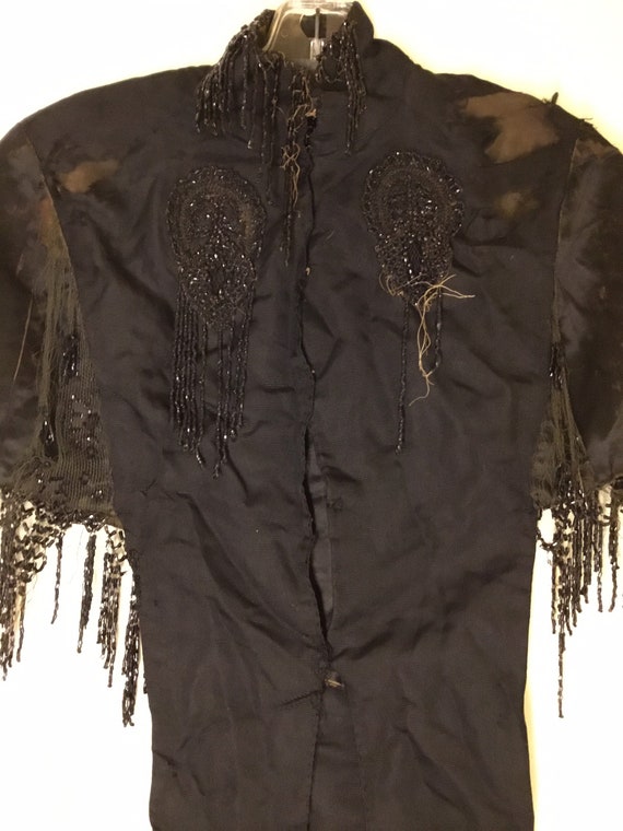 Victorian 1890s black silk beaded Capelet