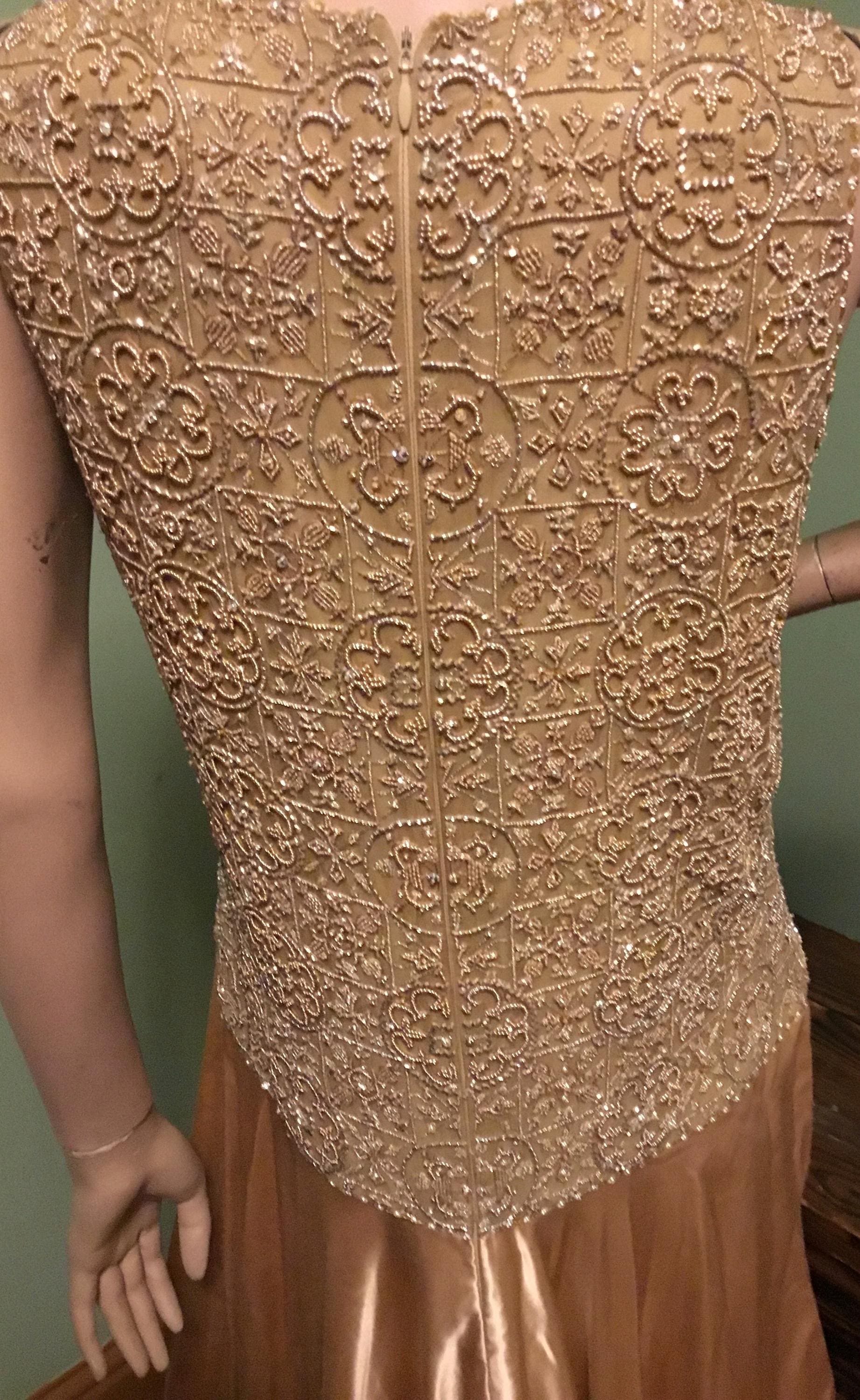 Vintage PAMELA DENNIS Gold Beaded Silk Satin Gown W/beaded Jacket - Etsy