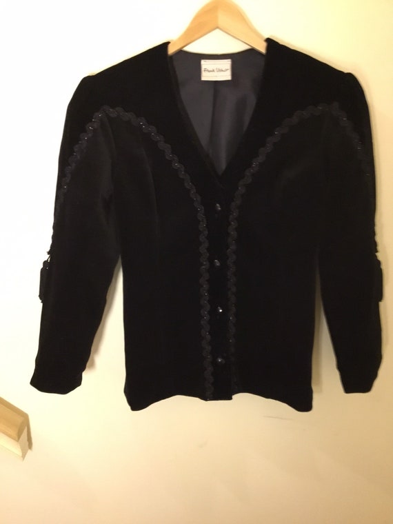 Vintage Frank Usher Black velvet 1980’s Jacket/Bla