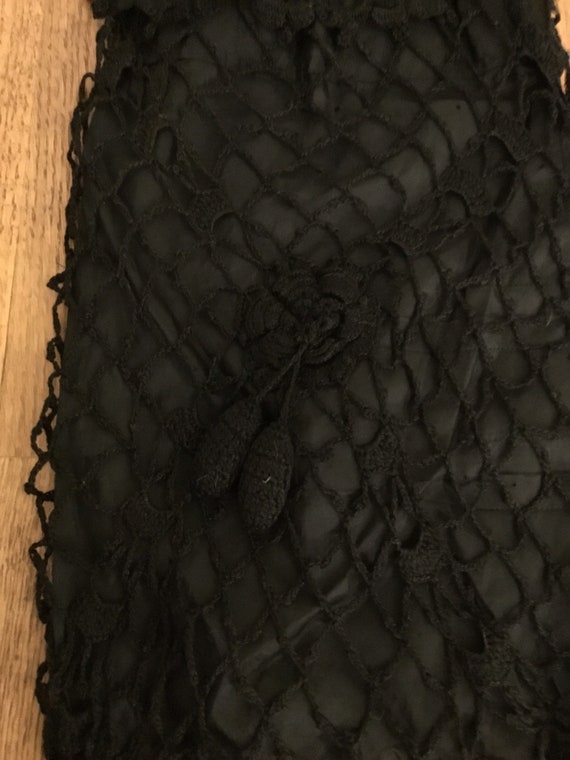 Antique Victorian black crochet Irish lace reticu… - image 6