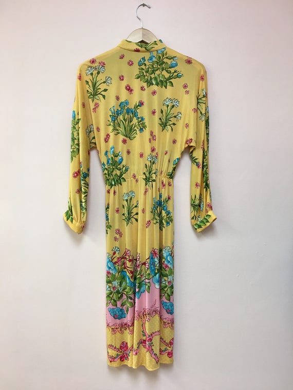 La Mendola vintage 1970's sunshine yellow pink bl… - image 2