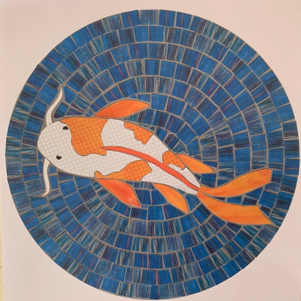 DIY paper mosaic pdf - koi fish