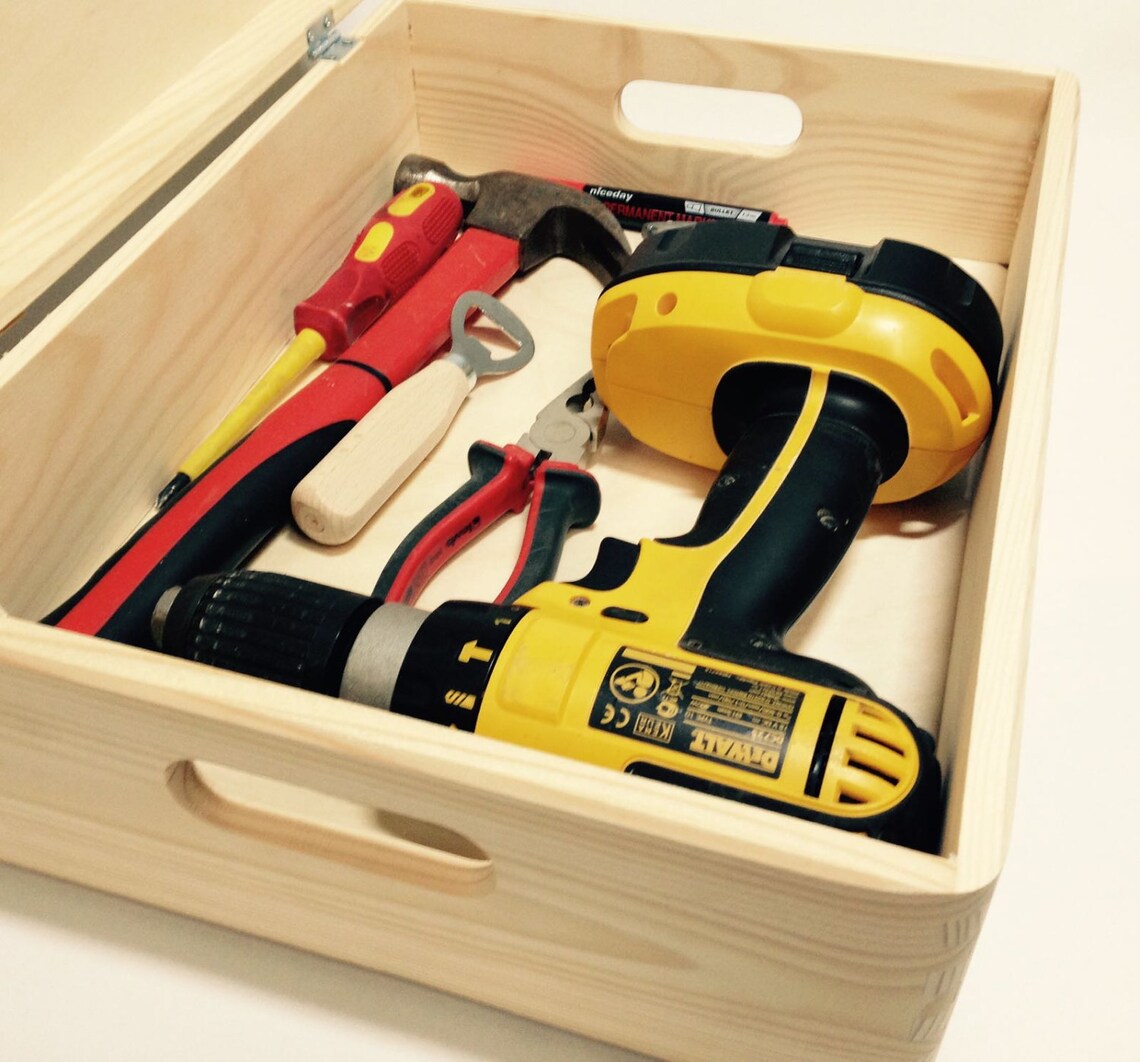 Personalised Wooden Toy Tool Box With Handles Bespoke Gift Etsy UK
