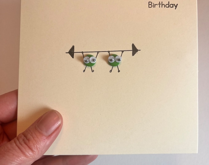 Weightlifting Pair of Peas Card.